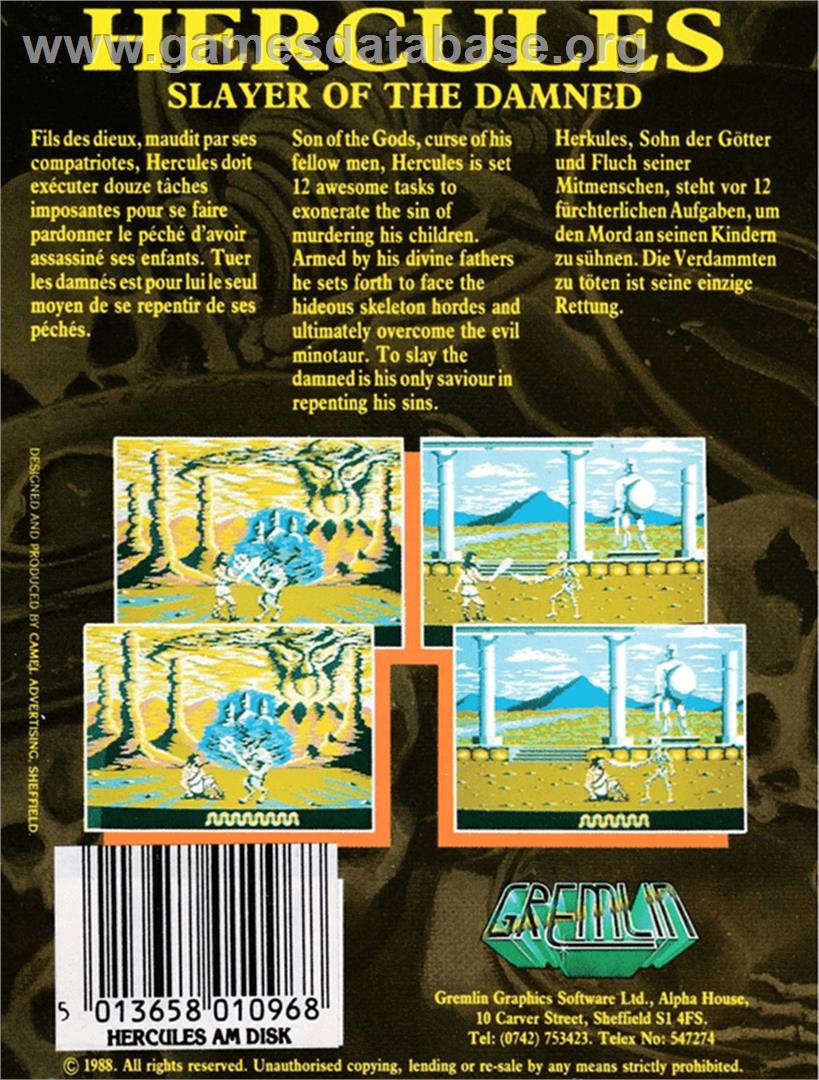 Hercules: Slayer of the Damned - Amstrad CPC - Artwork - Box Back