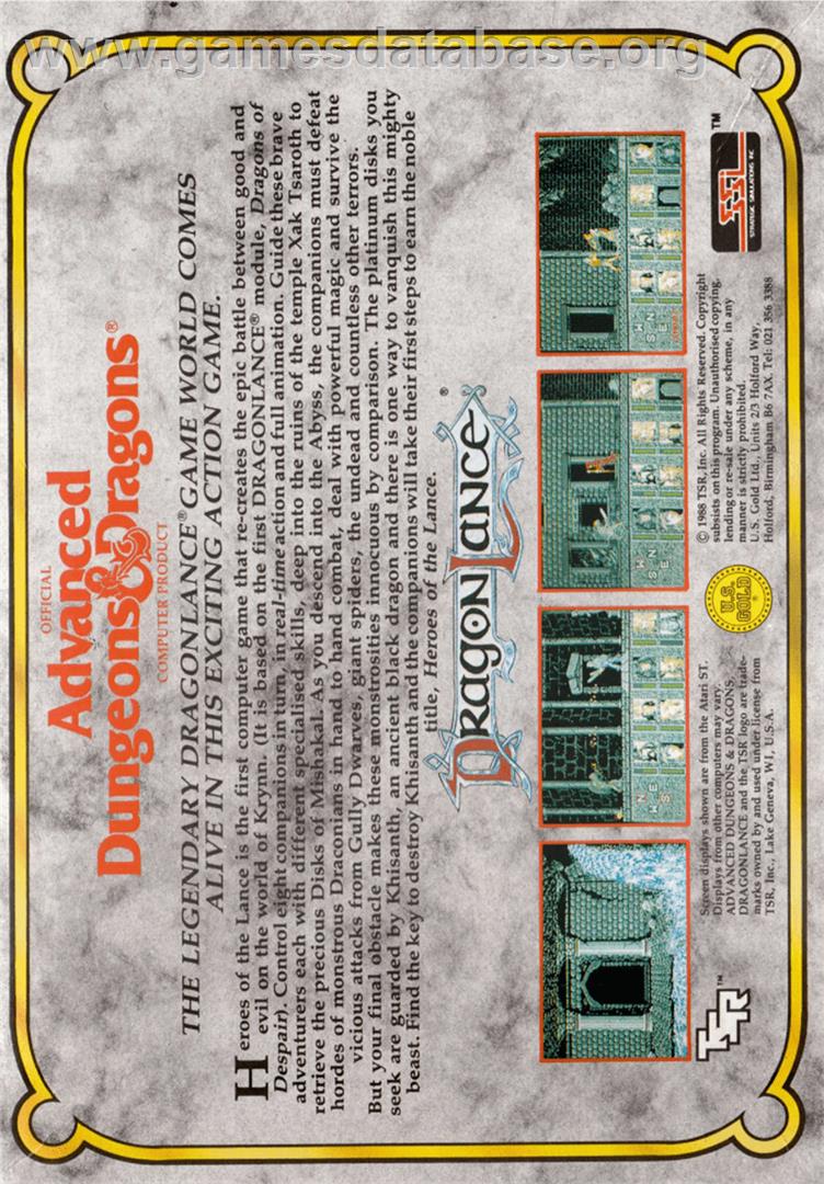 Heroes Of The Lance - Amstrad CPC - Artwork - Box Back