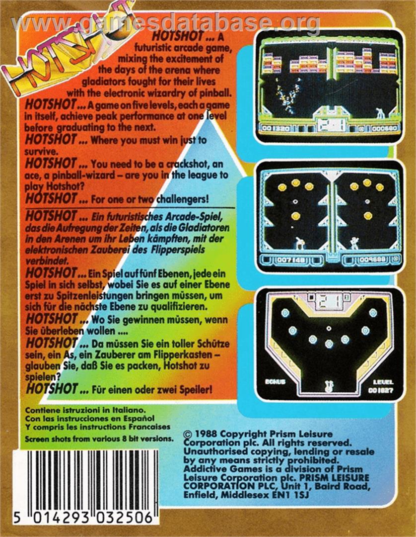 Hot Shot - Amstrad CPC - Artwork - Box Back