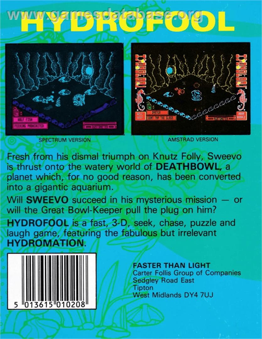 Hydrofool - Amstrad CPC - Artwork - Box Back