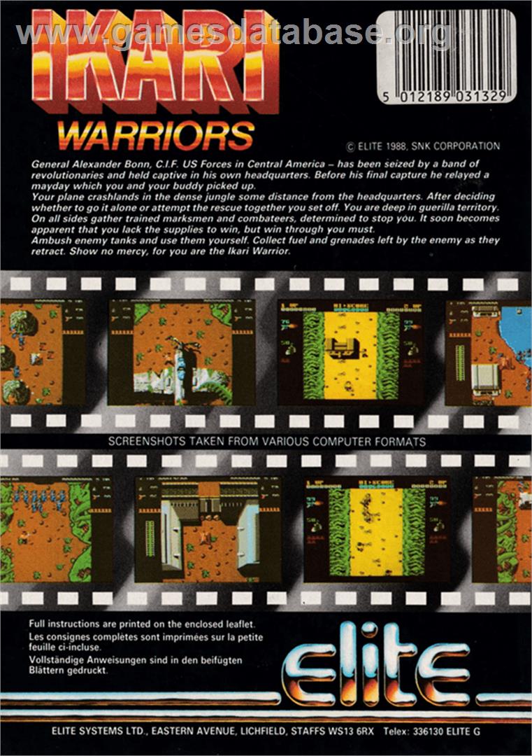 Ikari Warriors - Amstrad CPC - Artwork - Box Back