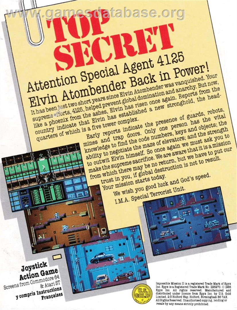 Impossible Mission 2 - Amstrad CPC - Artwork - Box Back