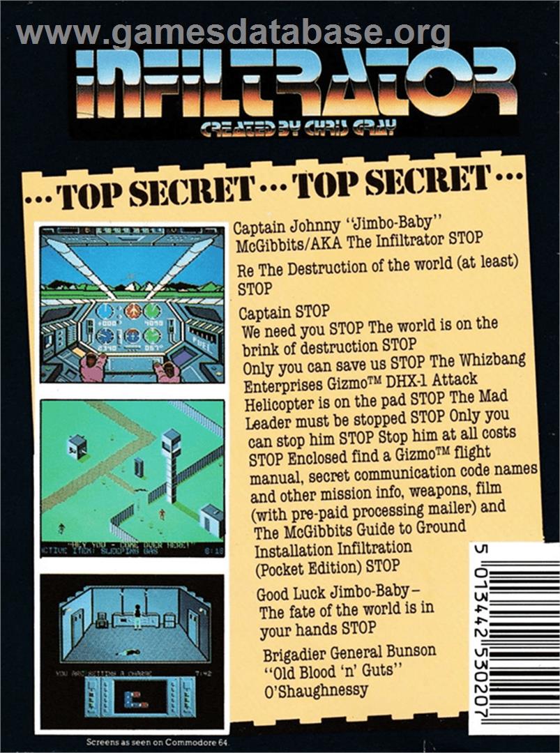 Infiltrator - Amstrad CPC - Artwork - Box Back