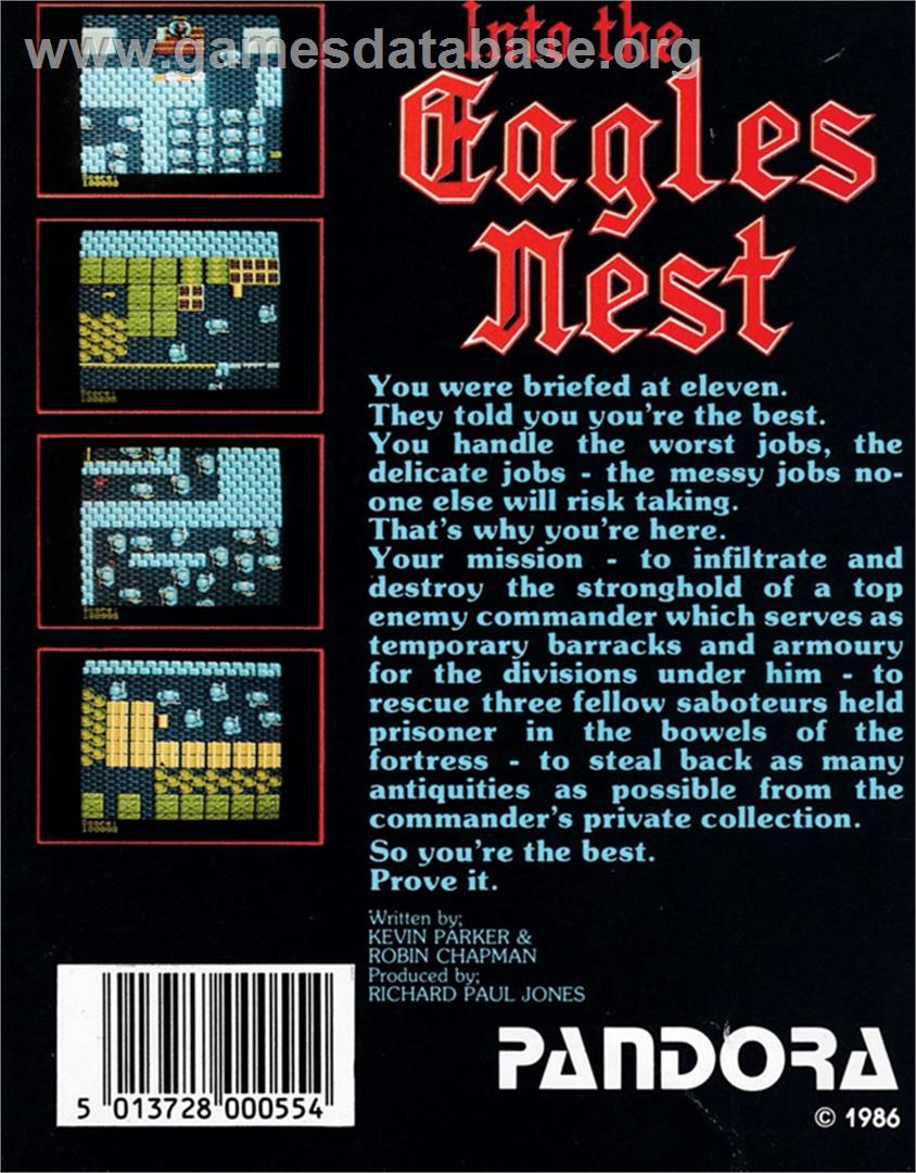 Into the Eagle's Nest - Amstrad CPC - Artwork - Box Back