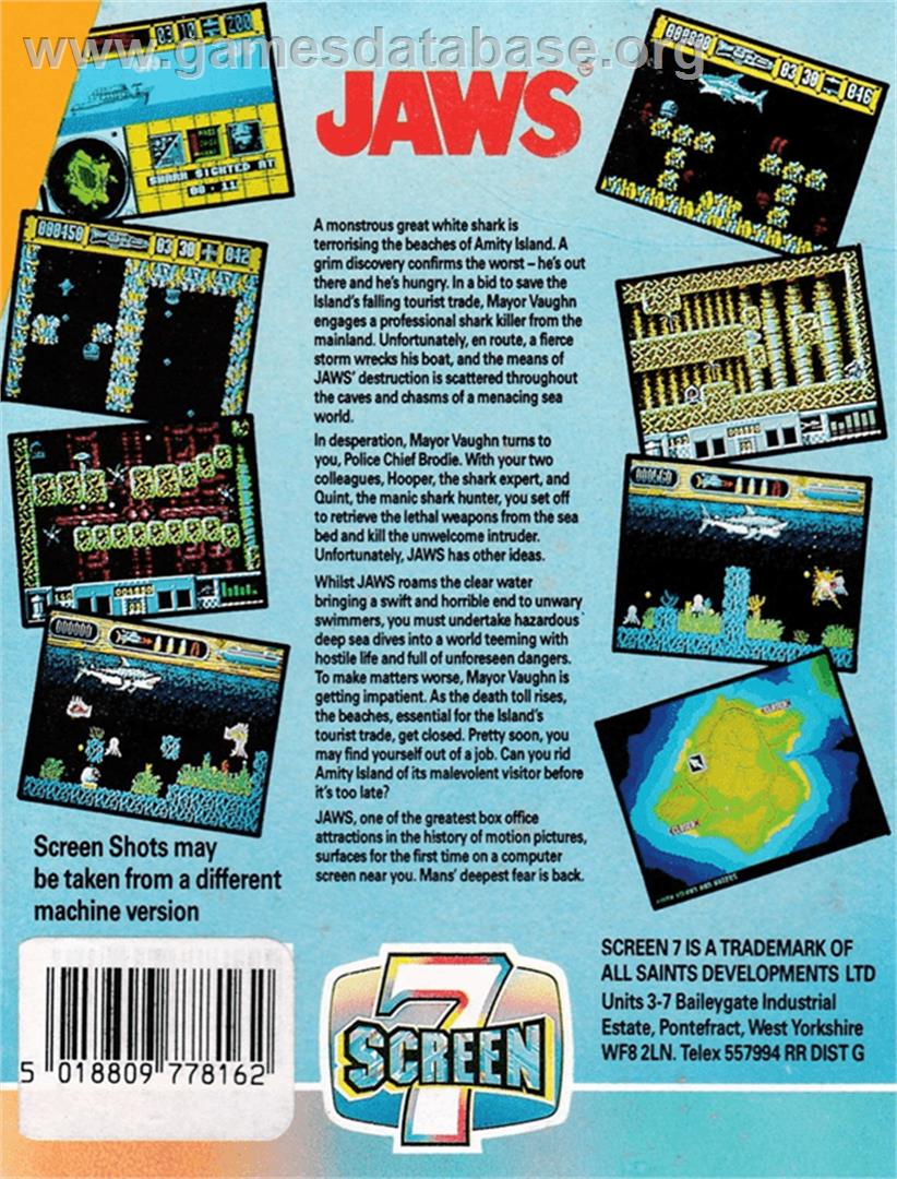 Jaws - Amstrad CPC - Artwork - Box Back