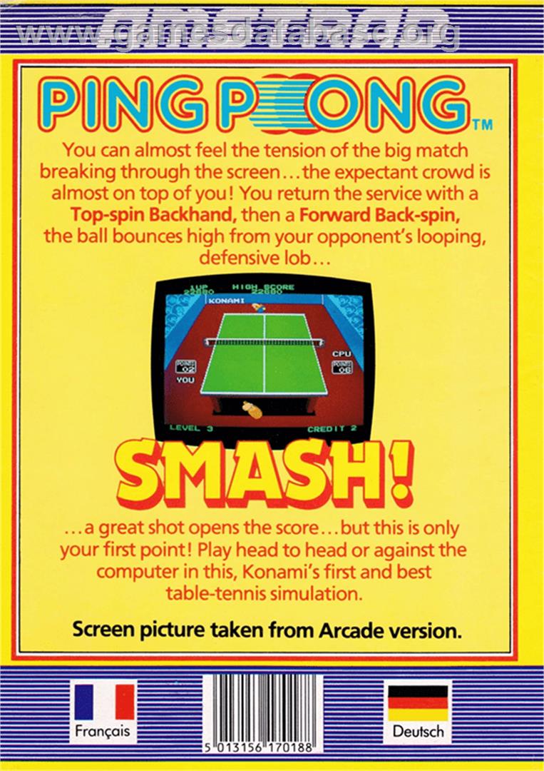 Konami's Ping Pong - Amstrad CPC - Artwork - Box Back