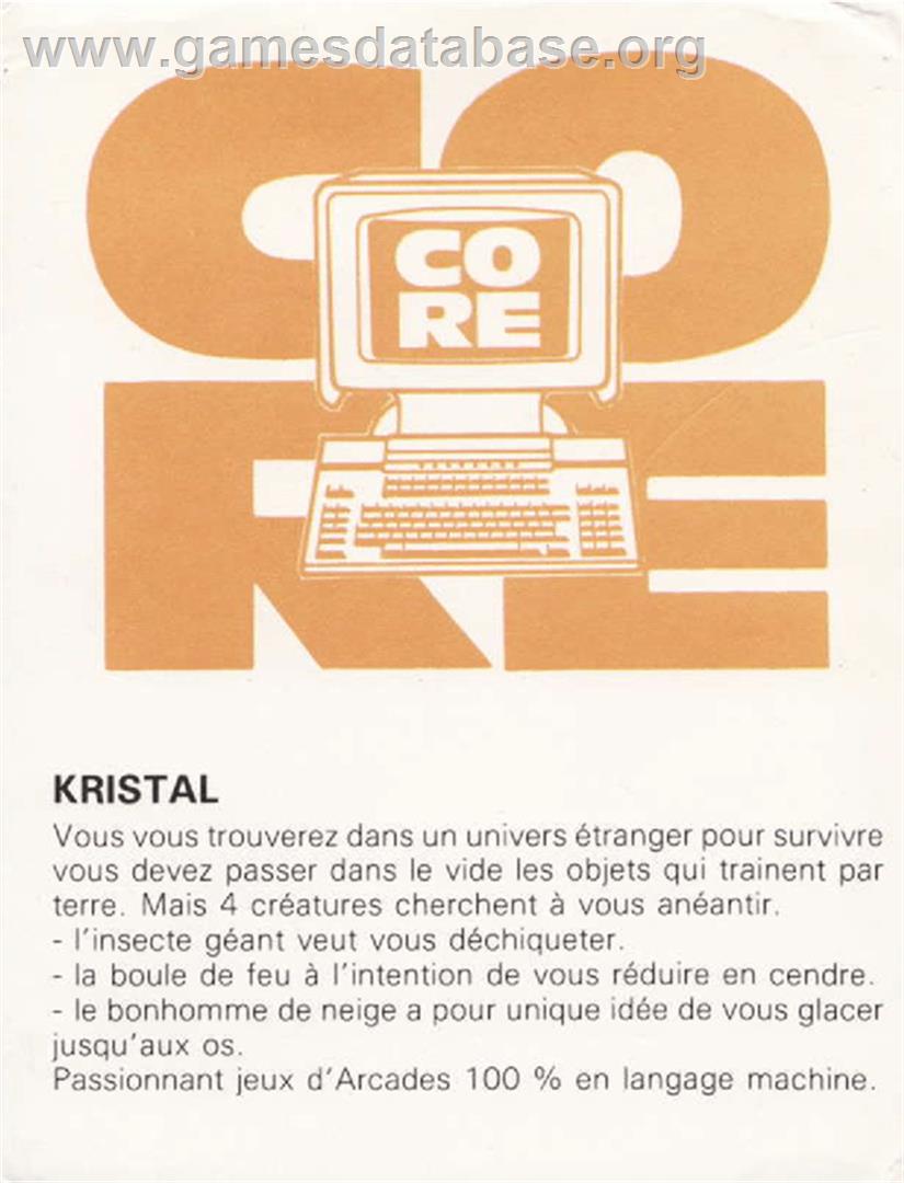 Kristal - Amstrad CPC - Artwork - Box Back