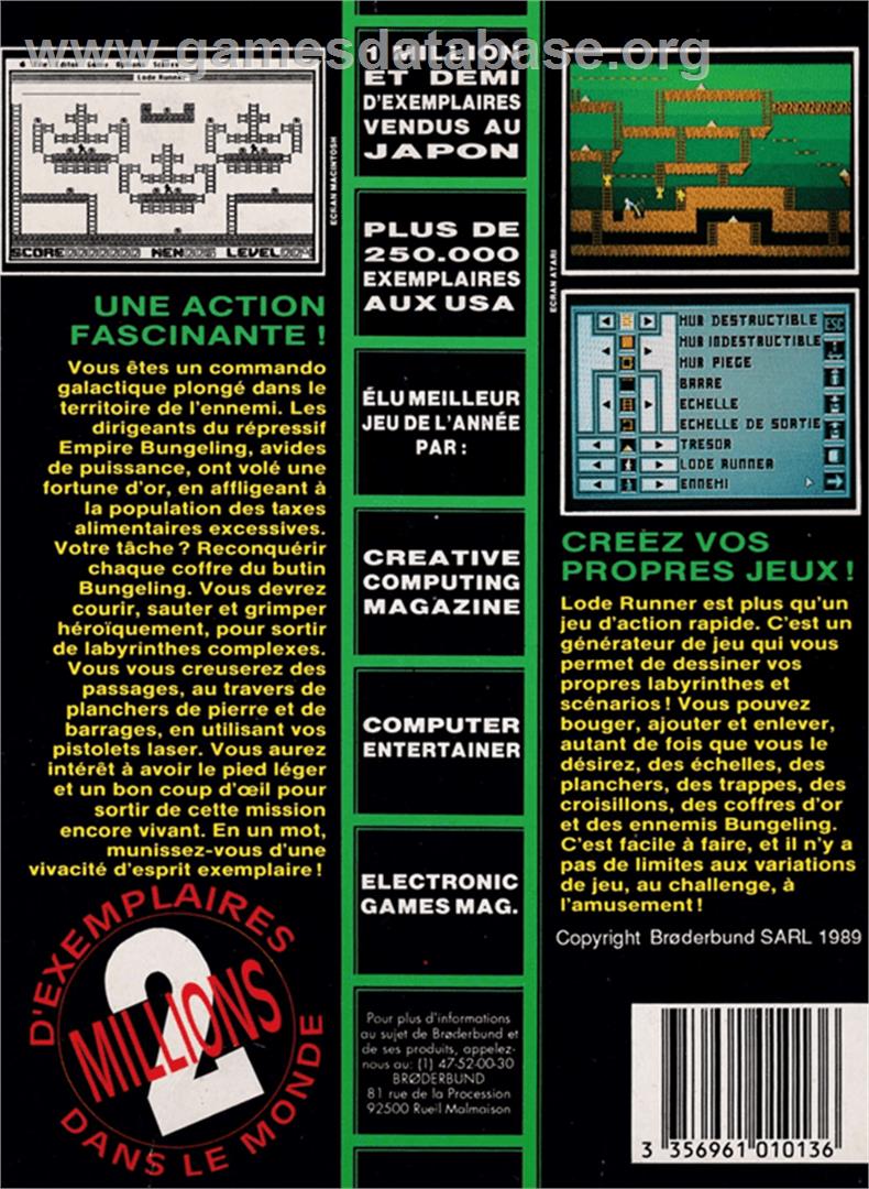 Lode Runner - Amstrad CPC - Artwork - Box Back
