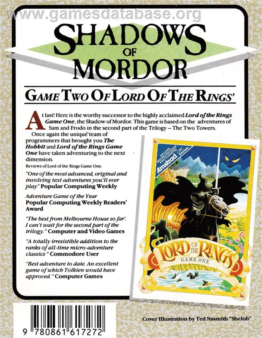 Lord Of The Rings - Game One - Amstrad CPC - Artwork - Box Back