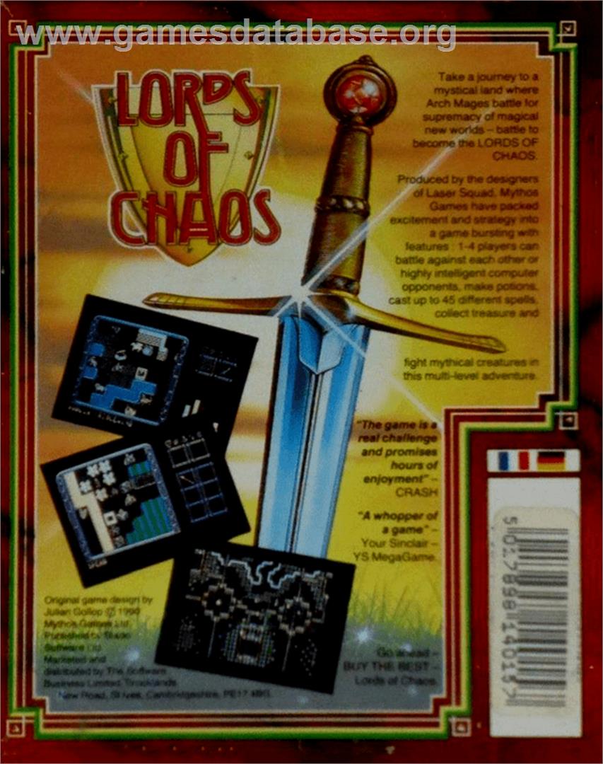 Lords of Chaos - Amstrad CPC - Artwork - Box Back