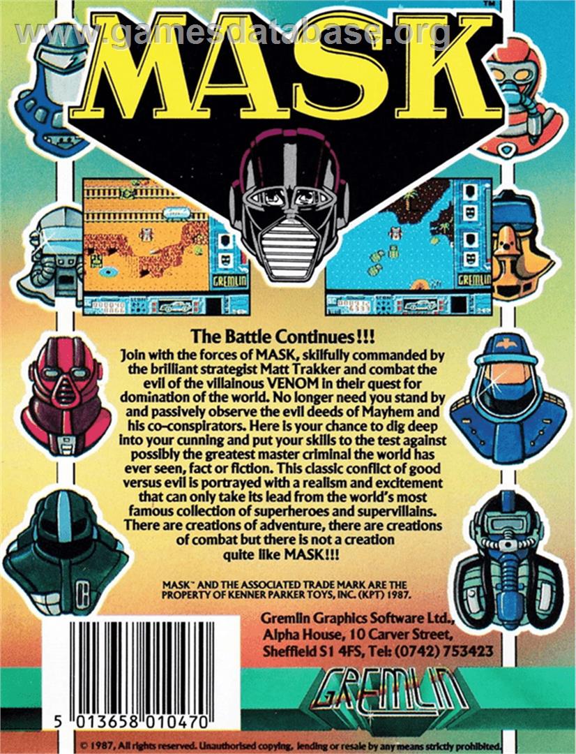 MASK - Amstrad CPC - Artwork - Box Back