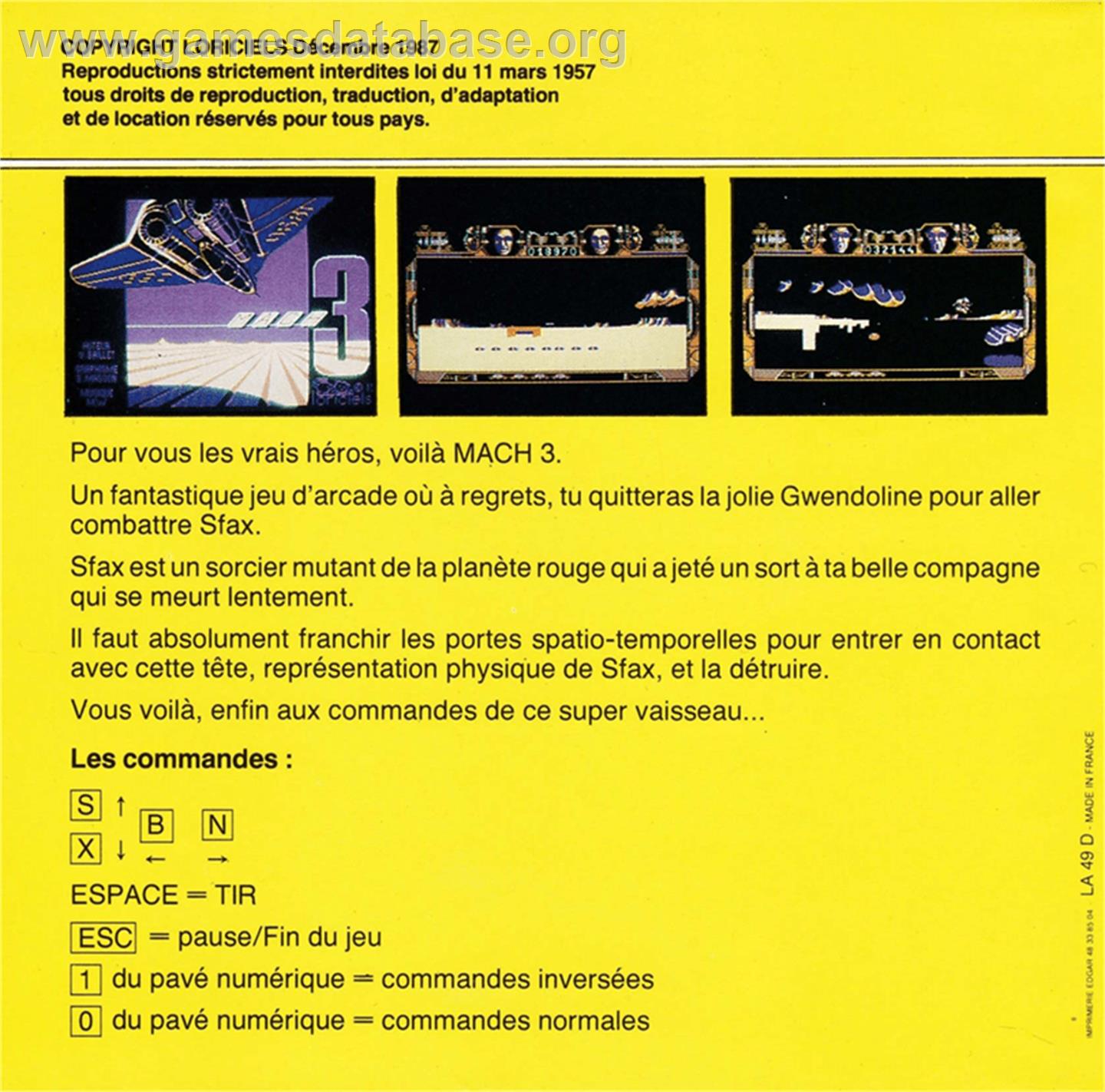 Mach 3 - Amstrad CPC - Artwork - Box Back