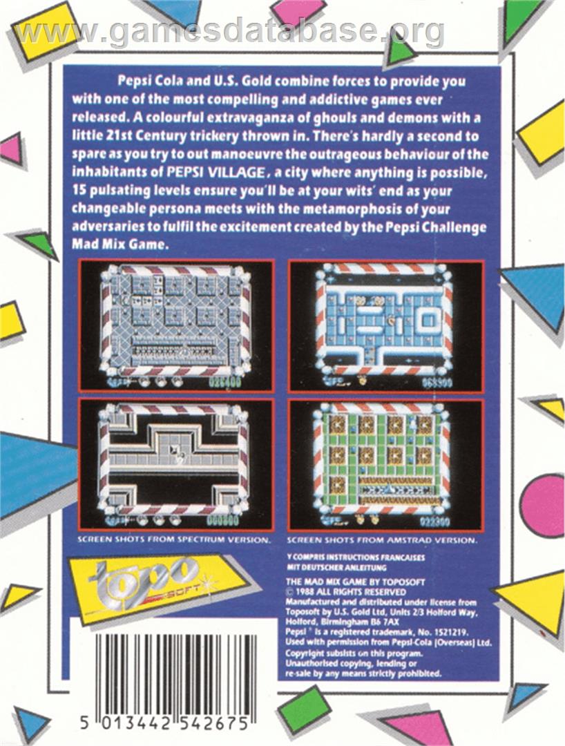 Mad Mix Game - The Pepsi Challenge - Amstrad CPC - Artwork - Box Back