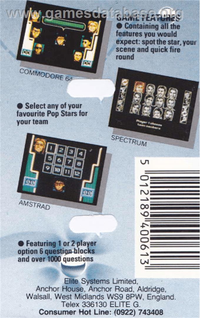 Mike Read's Computer Pop Quiz - Amstrad CPC - Artwork - Box Back