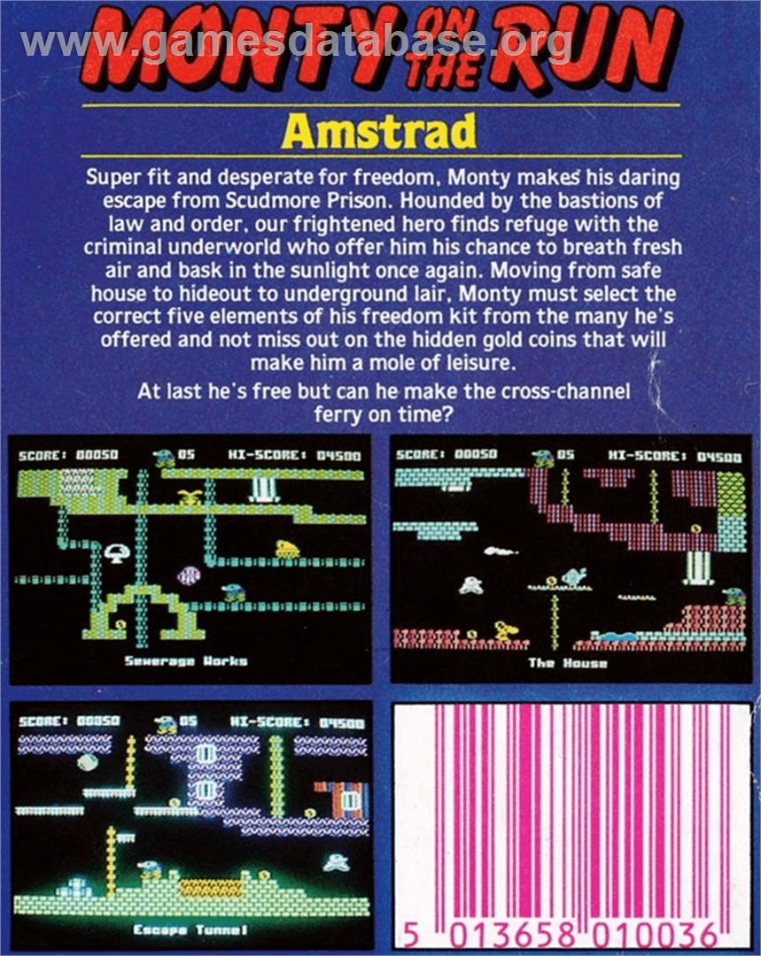 Monty on the Run - Amstrad CPC - Artwork - Box Back