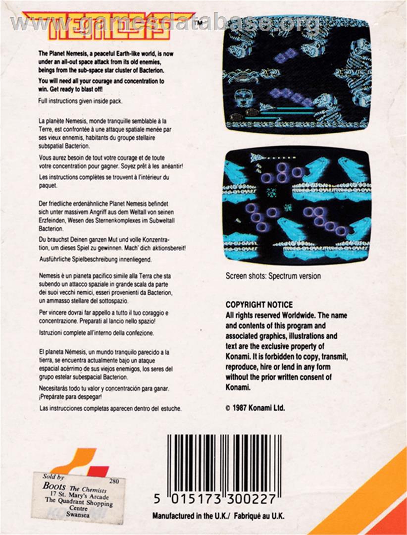 Nemesis - Amstrad CPC - Artwork - Box Back