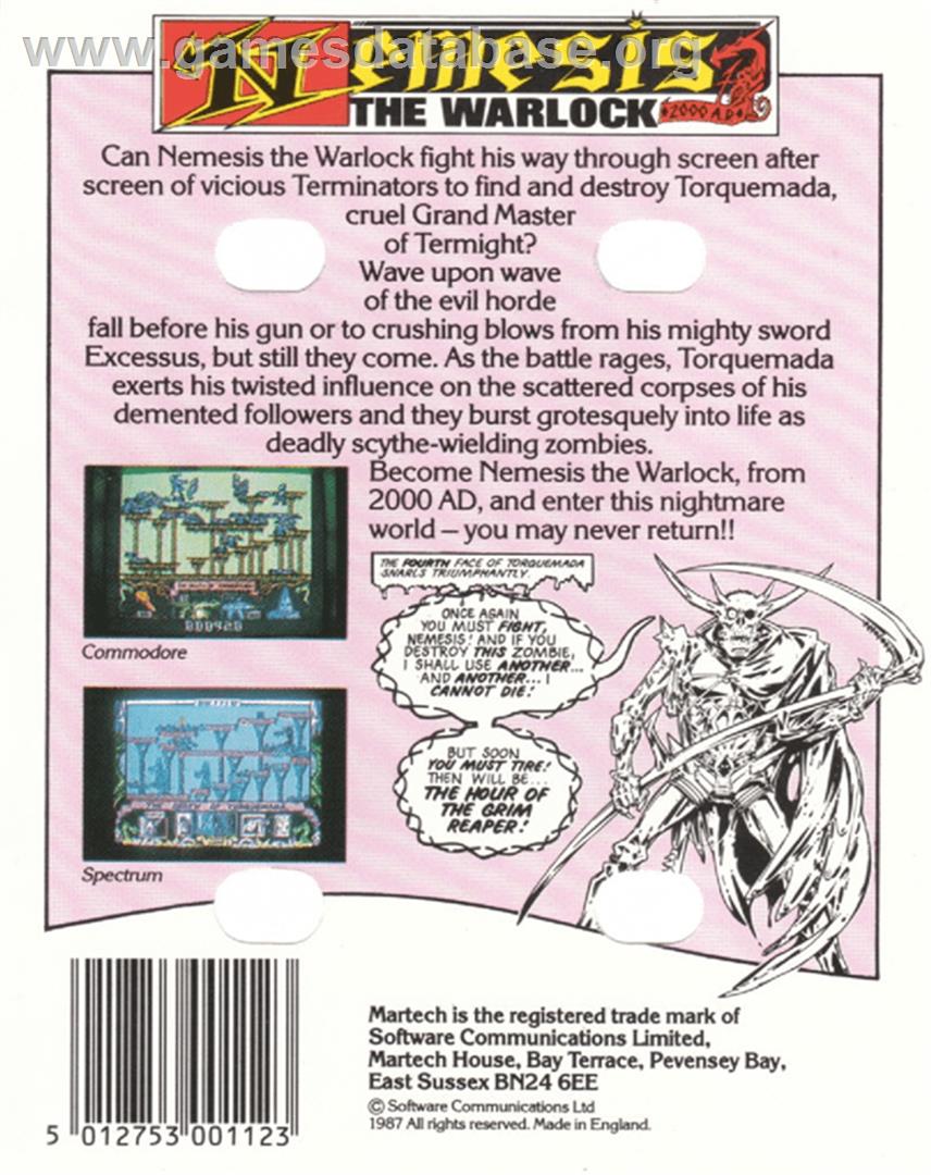 Nemesis the Warlock - Amstrad CPC - Artwork - Box Back