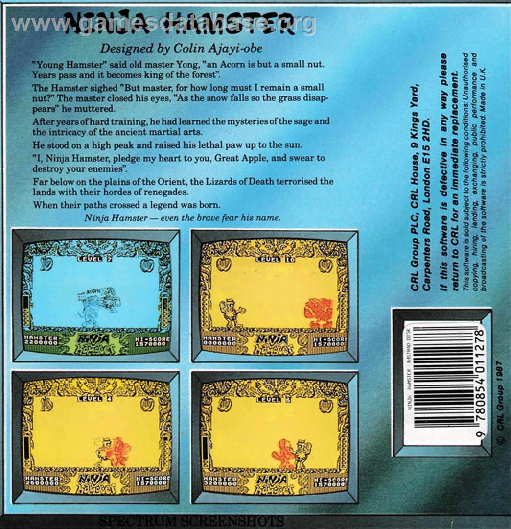 Ninja Hamster - Amstrad CPC - Artwork - Box Back