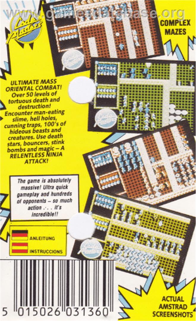 Ninja Massacre - Amstrad CPC - Artwork - Box Back
