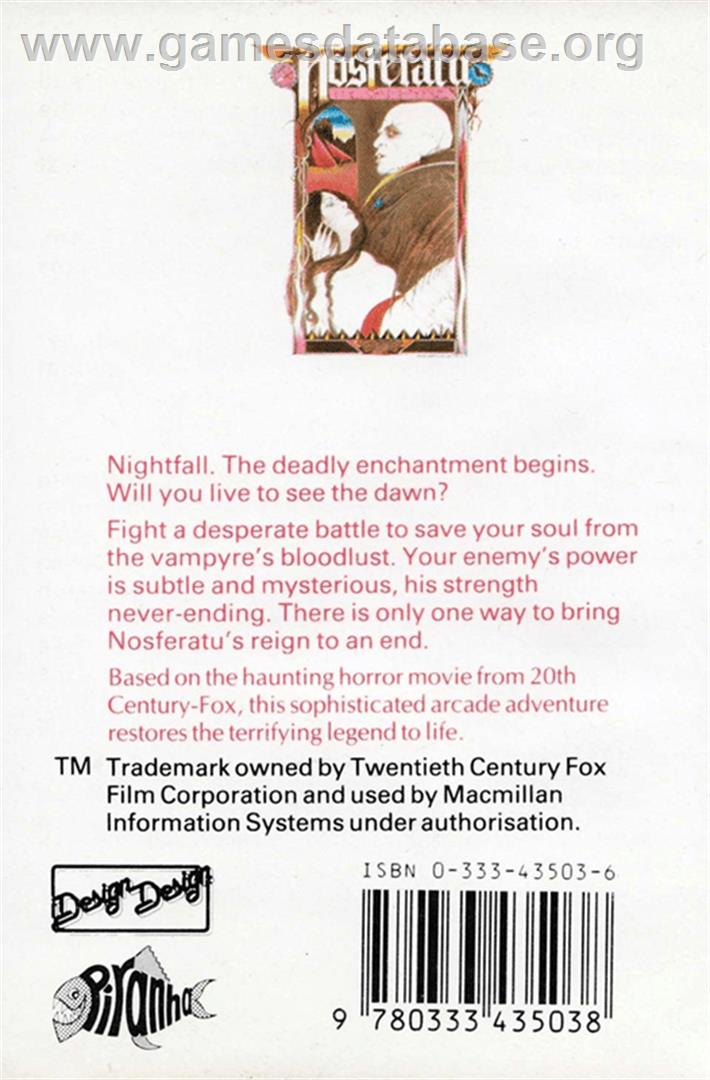 Nosferatu the Vampyre - Amstrad CPC - Artwork - Box Back