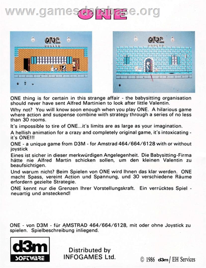 One - Amstrad CPC - Artwork - Box Back
