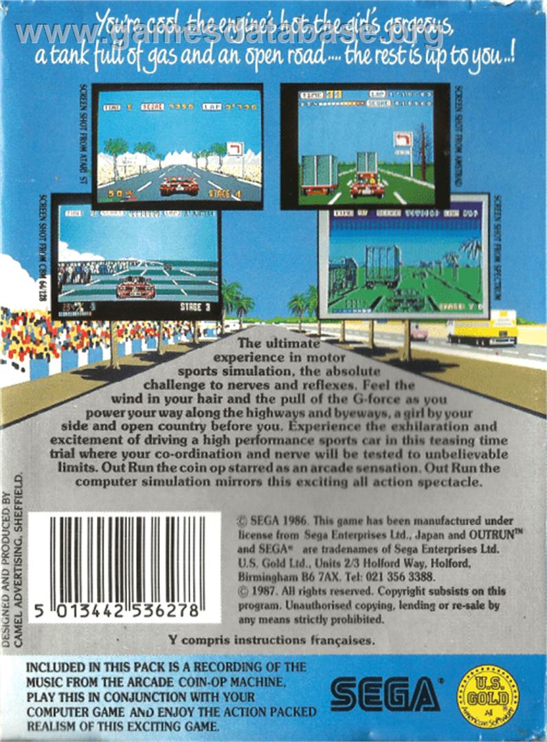 Out Run - Amstrad CPC - Artwork - Box Back