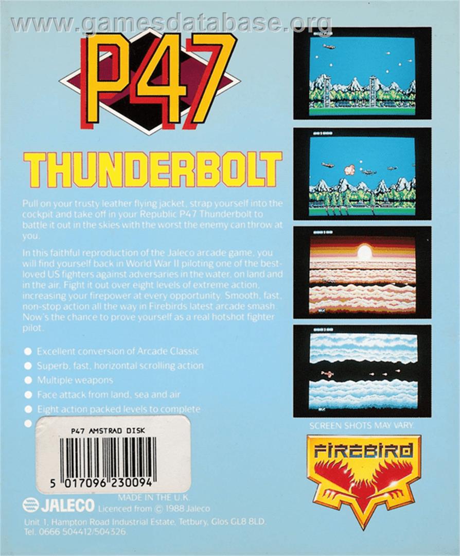 P-47 Thunderbolt: The Freedom Fighter - Amstrad CPC - Artwork - Box Back