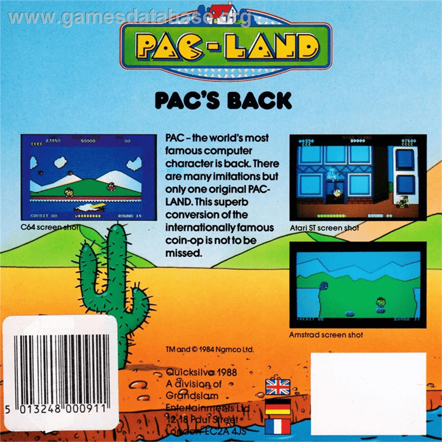 Pac-Land - Amstrad CPC - Artwork - Box Back