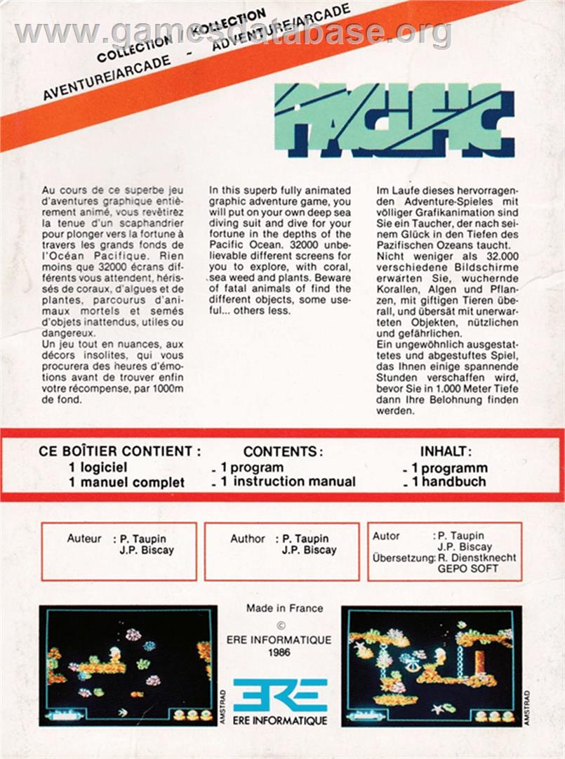 Pacific - Amstrad CPC - Artwork - Box Back