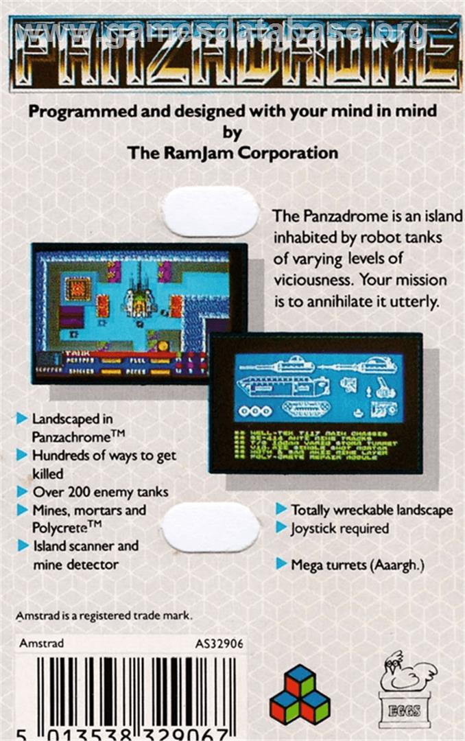 Panzadrome - Amstrad CPC - Artwork - Box Back