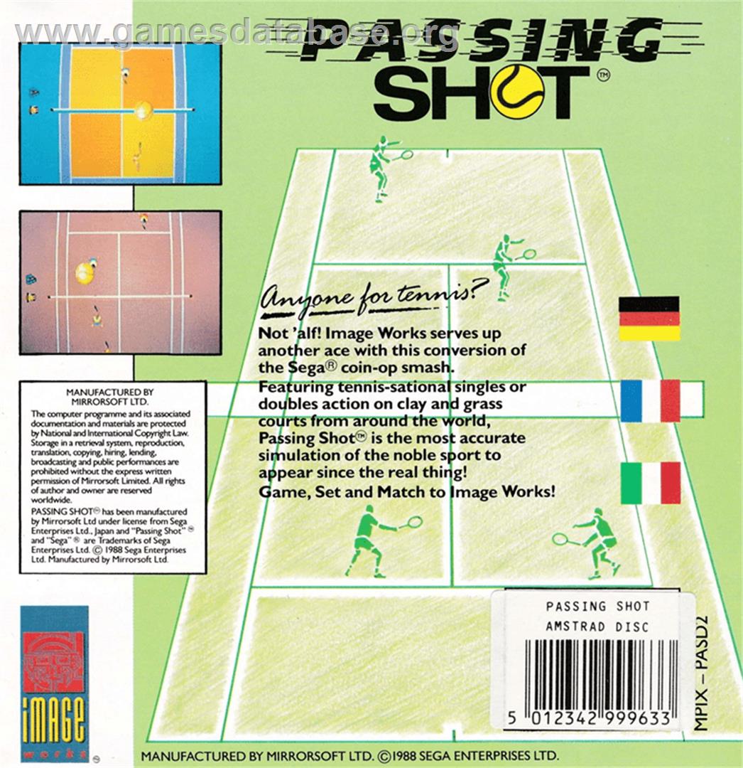 Passing Shot - Amstrad CPC - Artwork - Box Back