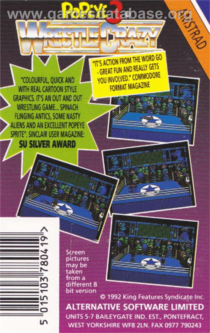 Popeye 3 - Wrestle Crazy - Amstrad CPC - Artwork - Box Back