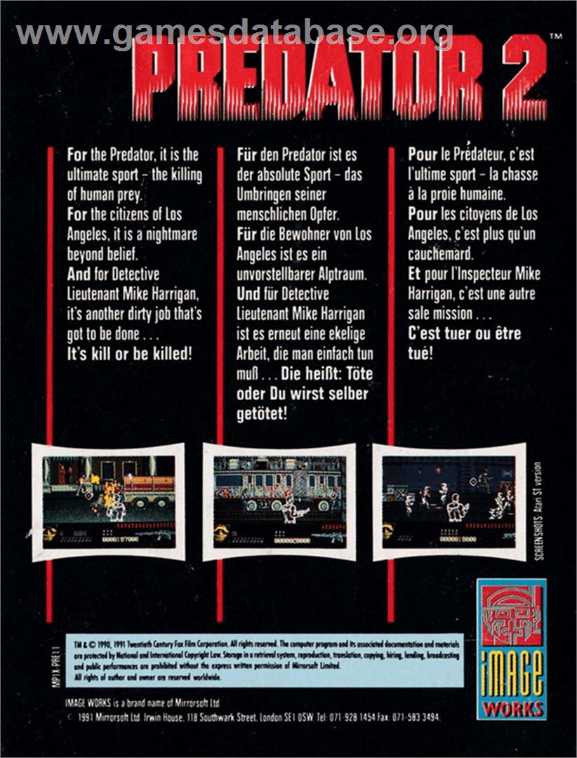 Predator 2 - Amstrad CPC - Artwork - Box Back
