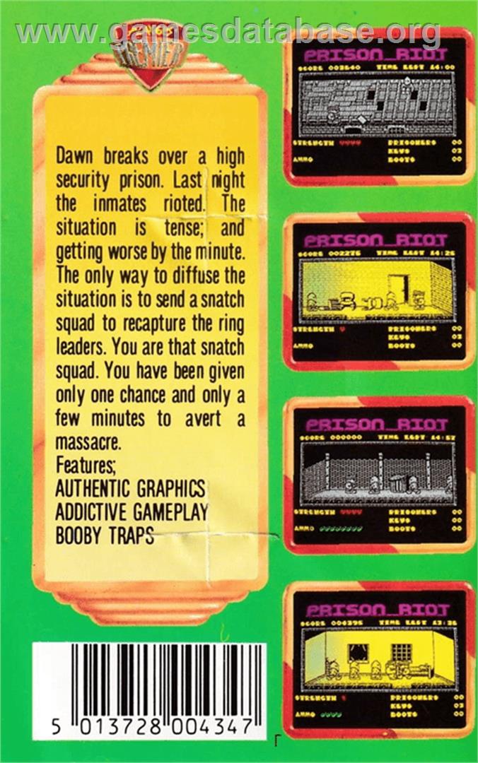 Prison Riot - Amstrad CPC - Artwork - Box Back