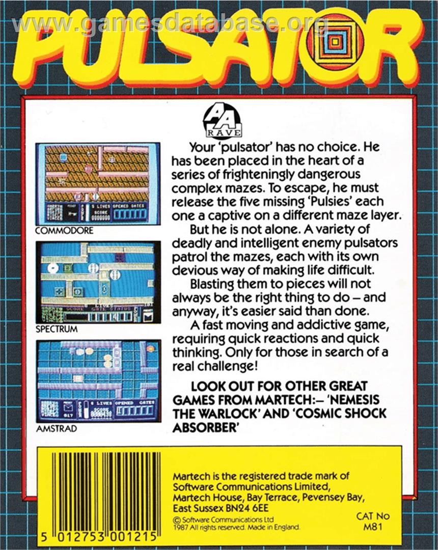 Pulsator - Amstrad CPC - Artwork - Box Back