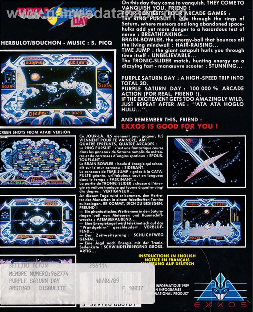 Purple Saturn Day - Amstrad CPC - Artwork - Box Back