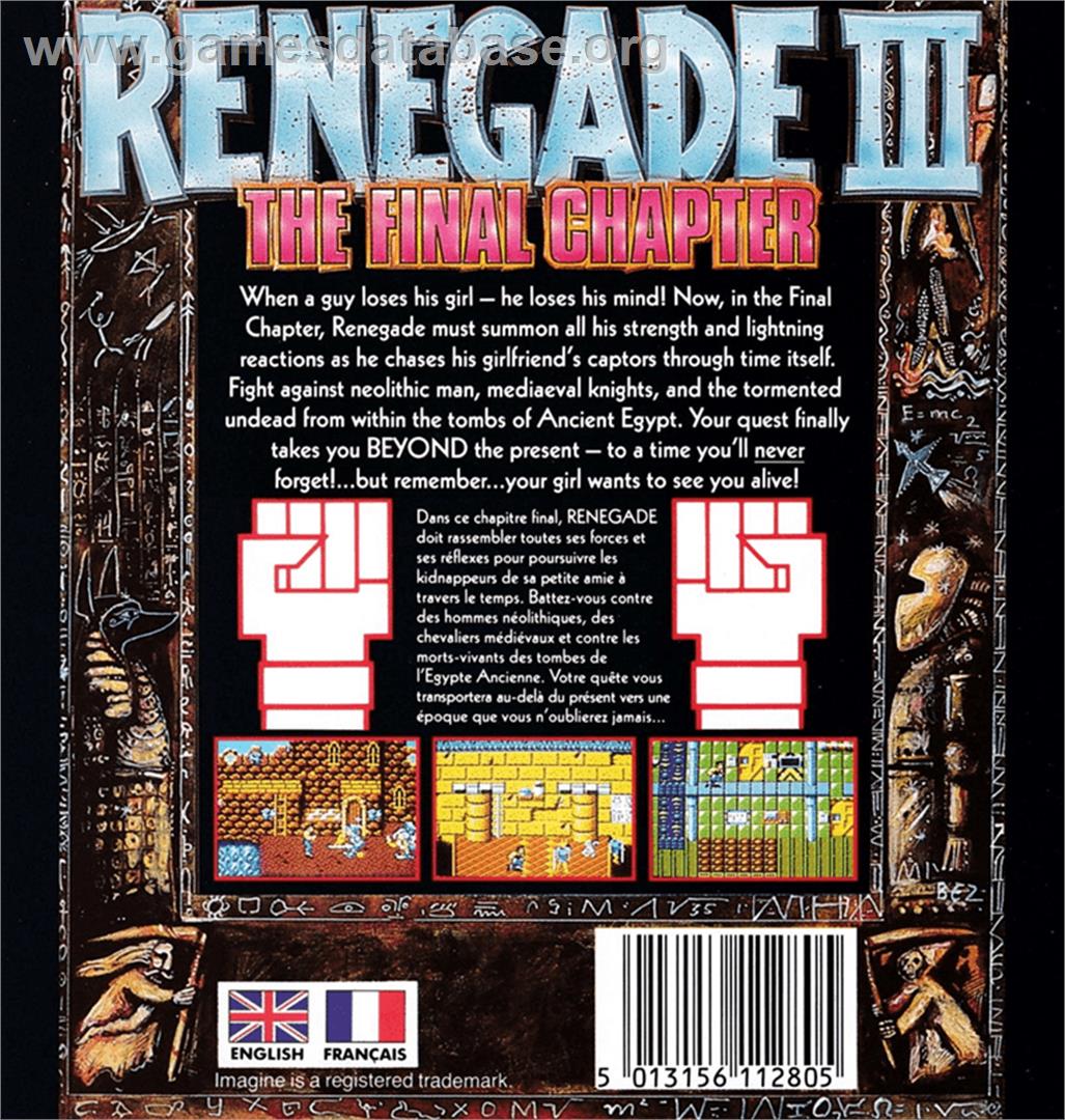 Renegade III: The Final Chapter - Amstrad CPC - Artwork - Box Back