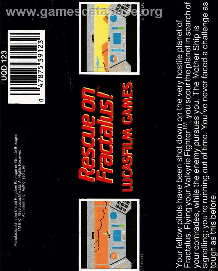 Rescue on Fractalus! - Amstrad CPC - Artwork - Box Back