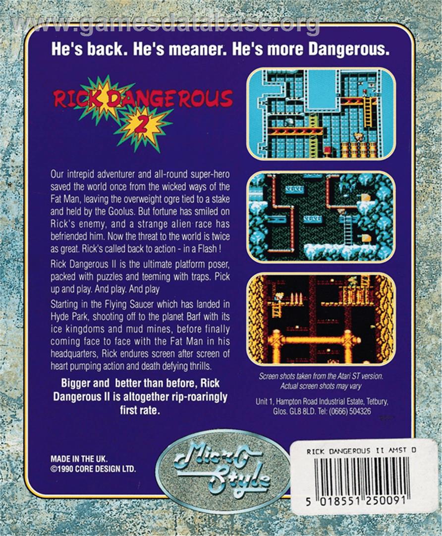 Rick Dangerous 2 - Amstrad CPC - Artwork - Box Back