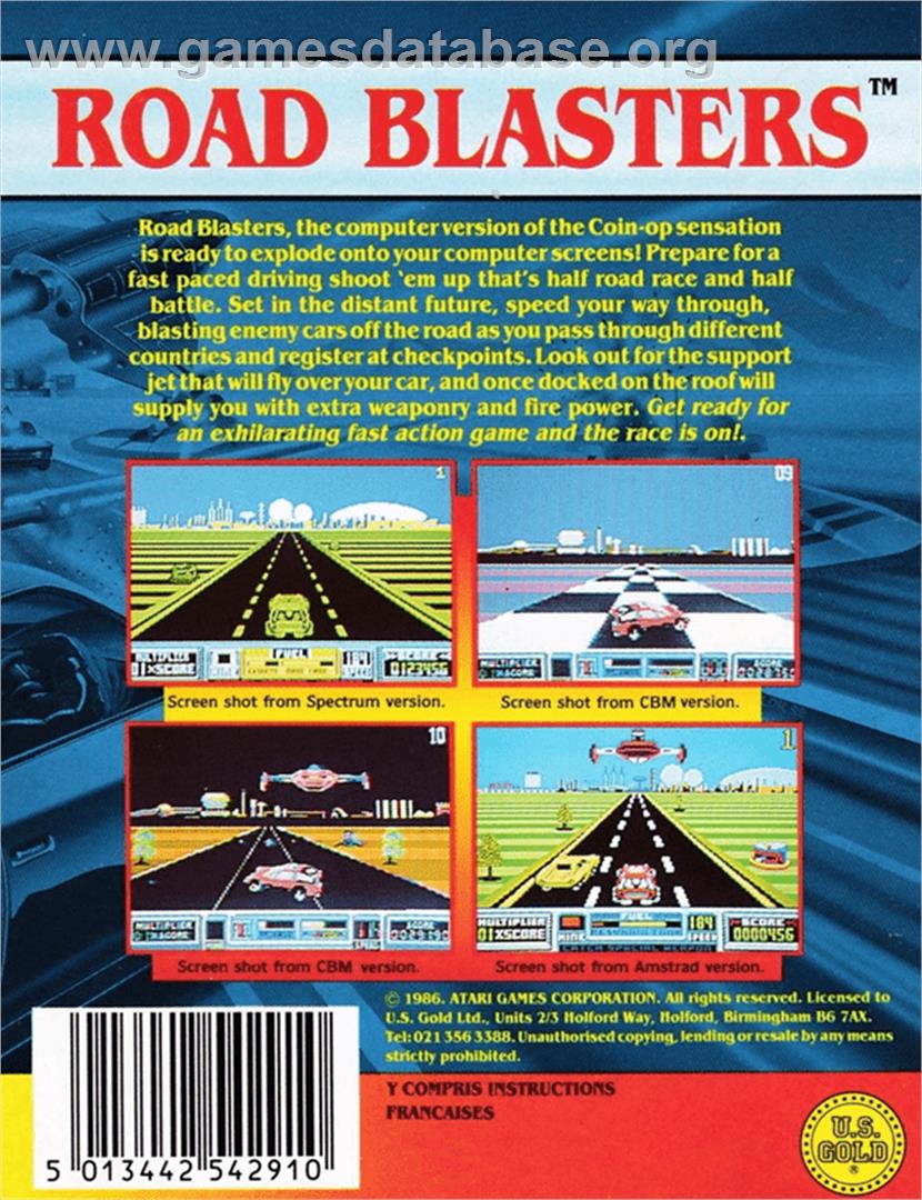 Road Blasters - Amstrad CPC - Artwork - Box Back