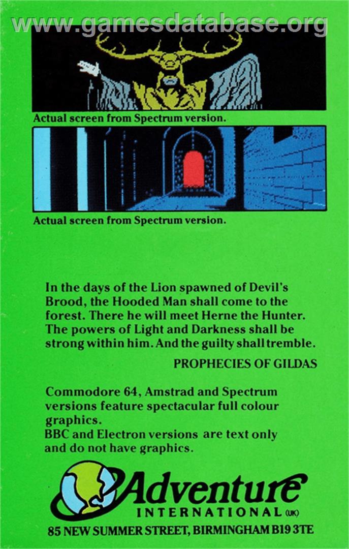 Robin of Sherwood: The Touchstones of Rhiannon - Amstrad CPC - Artwork - Box Back