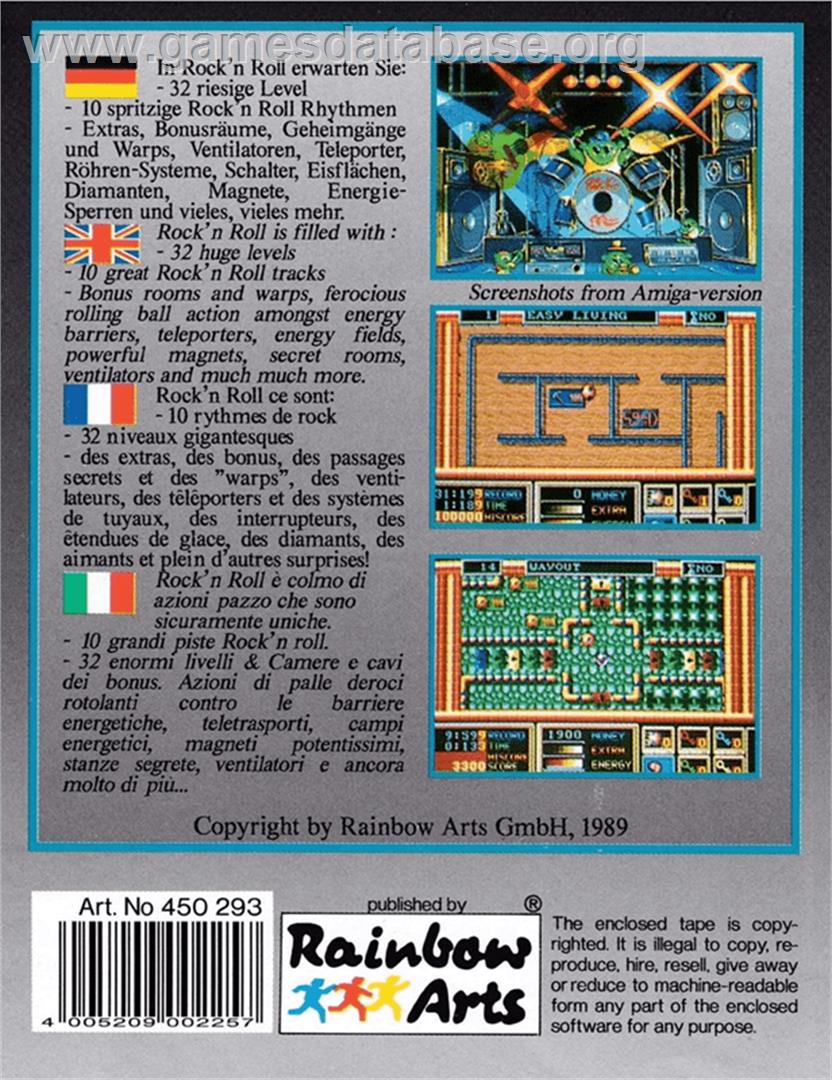 Rock 'n Roll - Amstrad CPC - Artwork - Box Back