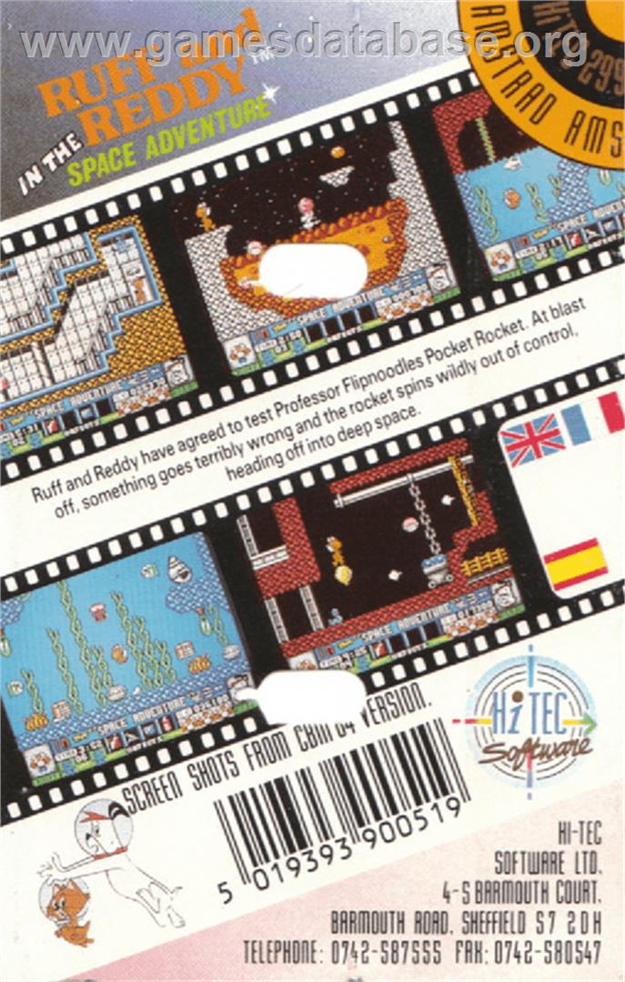 Ruff And Reddy In The Space Adventure - Amstrad CPC - Artwork - Box Back