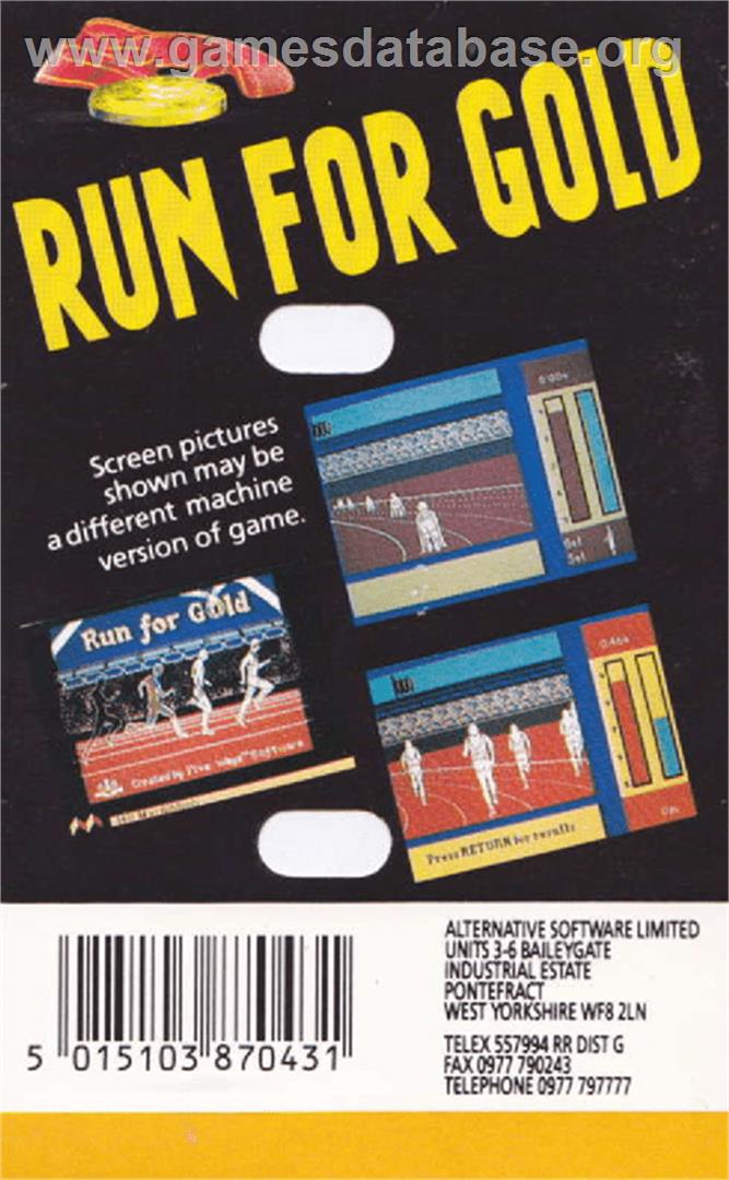 Run For Gold - Amstrad CPC - Artwork - Box Back