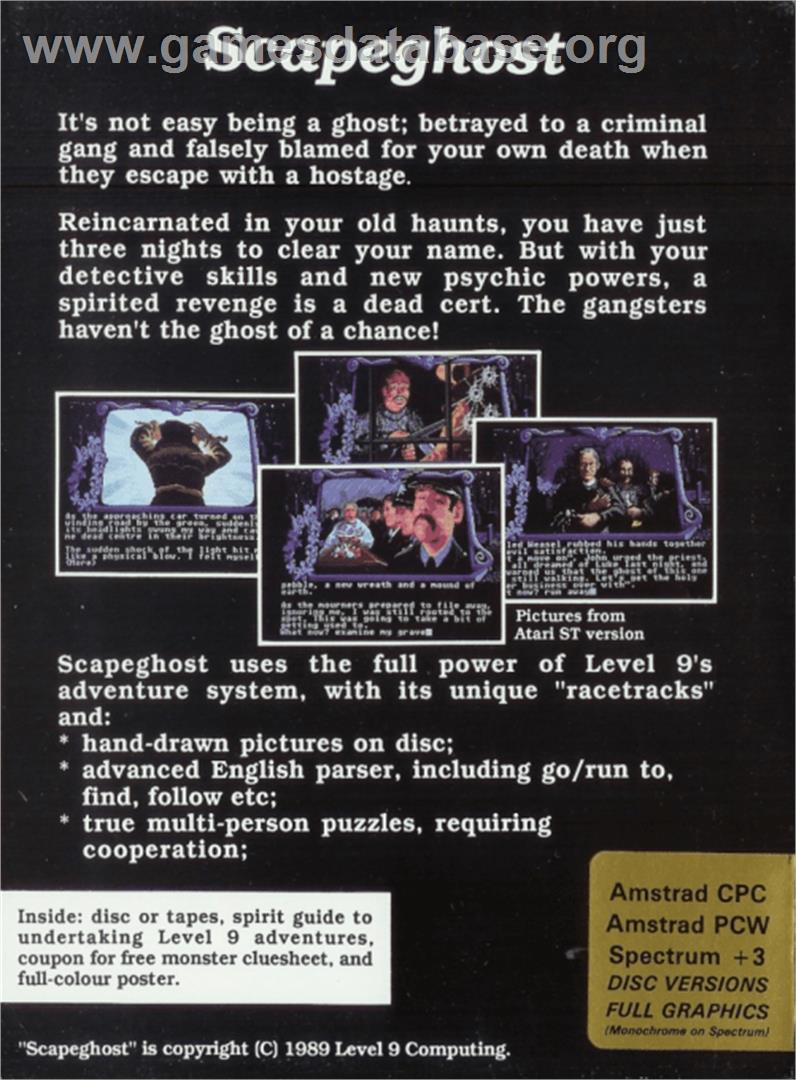 Scapeghost - Amstrad CPC - Artwork - Box Back