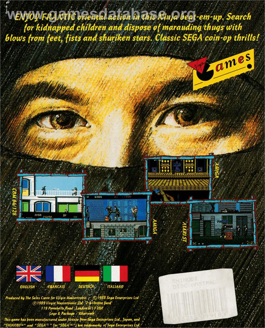 Shinobi - Amstrad CPC - Artwork - Box Back
