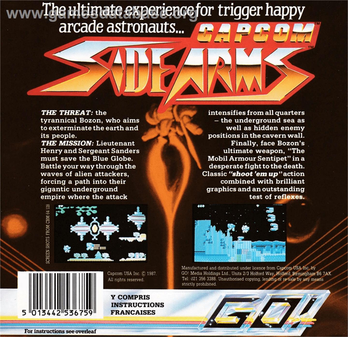 Side Arms - Amstrad CPC - Artwork - Box Back