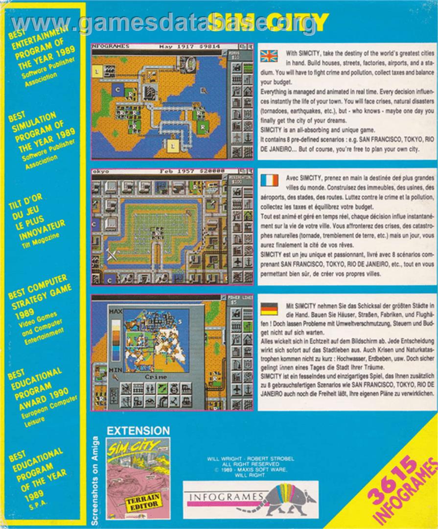 Sim City - Amstrad CPC - Artwork - Box Back