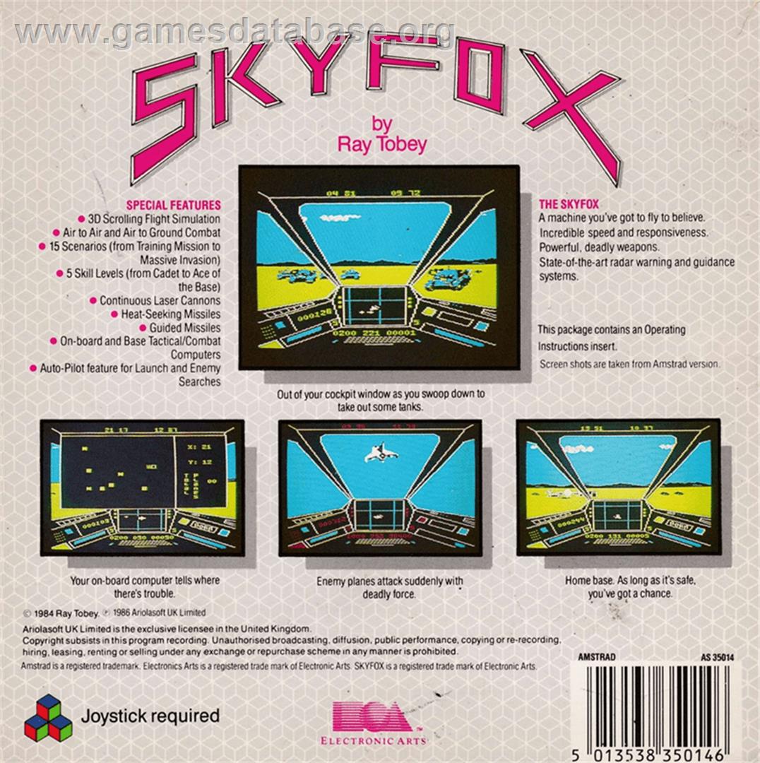 Sky Fox - Amstrad CPC - Artwork - Box Back