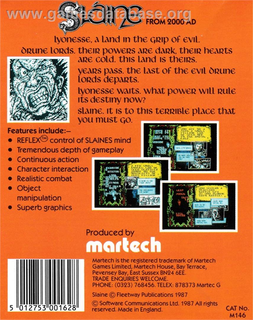 Sláine, the Celtic Barbarian - Amstrad CPC - Artwork - Box Back